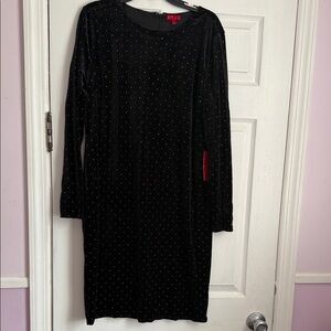 Jennifer Lopez Elegant Black Velvet Dress with silver Studded Detail